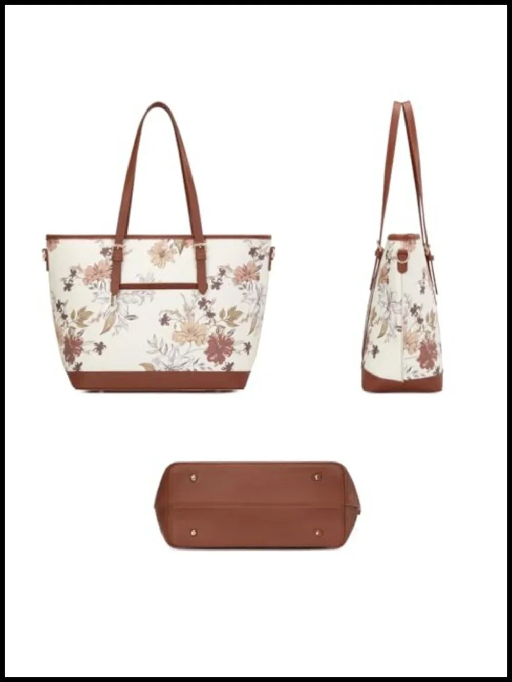 3-Piece Handbag Set Tote Crossbody Wallet Faux Leather Work Laptop Bag